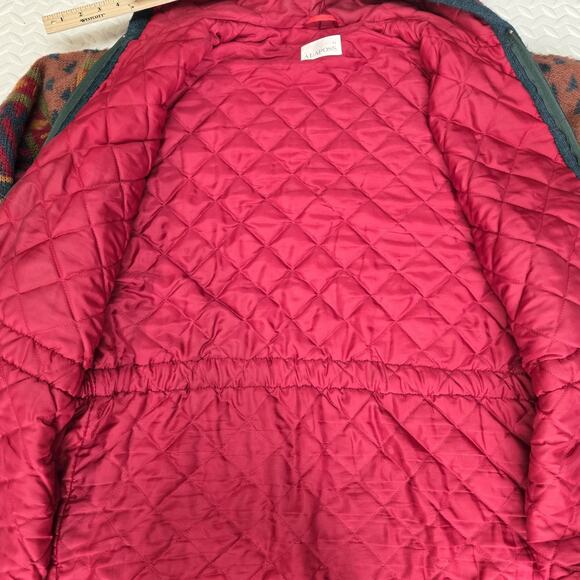 Vintage Alafoss 100% Wool Coat Icelandic Medium Oversized Aztec Southwestern Red - Picture 11 of 14